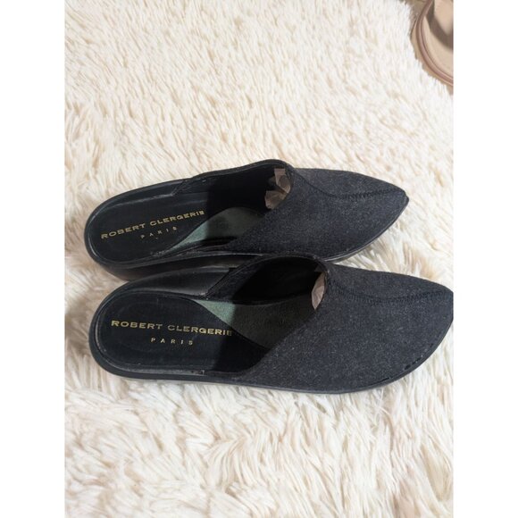 Robert Clergerie Paris Black Felt Slip-On Mules Platform Sole Shoes Size 39 - Picture 4 of 11